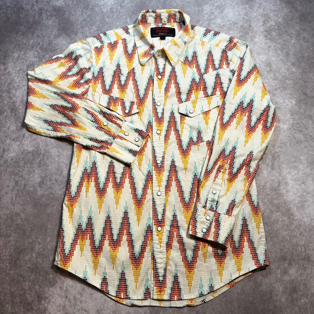 Rock and Roll Denim Mens Modern Fit Southwestern Snap Western Shirt RRMS0SRZ7U M - Picture 2 of 8